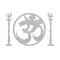 Om and Standing Diya Religious Cutout Stickers Spiritual Home Styling Traditional Decor Indian Wedding Decorations Ganesh Chaturthi Backdrop Meditation Room Yoga Studio Wall Decoration